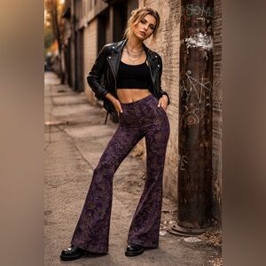 Vintage JNCO Paisley Low Rise Flare Jeans 5 Grunge Dark Romantic Streetwear